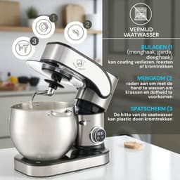 Keukenmachine 12L – Mixer met Mengkom RVS – Planetaire Mixer 2000W – Deegkneder – Keukenmixer met Garde & Klopper – Royal Swiss® — thumbnail 4