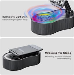 Bluetooth-luidsprekerstandaard, 360° draaibare multifunctionele audio- en videostandaard met HiFi-surroundgeluid, draagvermogen van 8 kg voor telefoons en tablets, TWS/FM/RGB/NFC — thumbnail 4