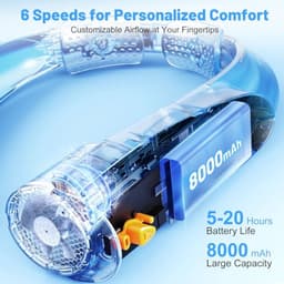 Draagbare nekventilator met 6 snelheden en 8000mAh batterij — thumbnail 2
