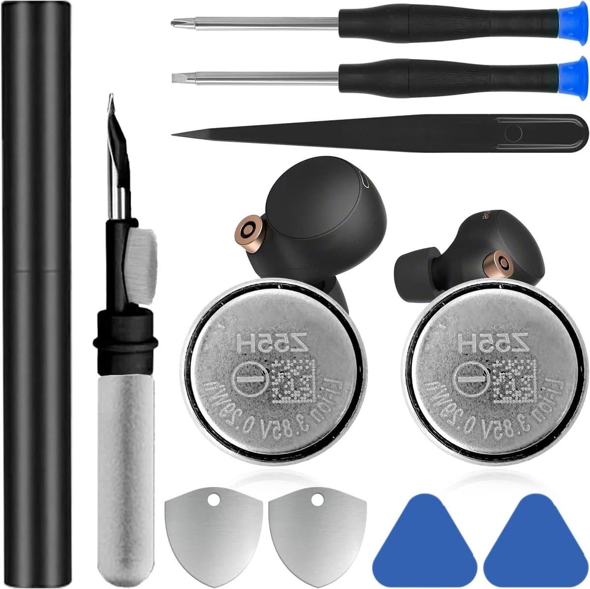 Allecto Plus - Reservebatterij Z55H (2 stuks) - 3,85 V 70 mAh - Li-ion - Hoge capaciteit - Voor WF1000XM4 WF-1000XM4 WF-SP900 Bluetooth-headset - Met reparatiegereedschapsset - Inclusief reinigingsstift — afbeelding 1