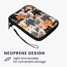 kwmobile Universele Cover voor eReader - Neopreen hoesje Katten design oranje / zwart / wit - 17 x 12 x 2 cm — thumbnail 4