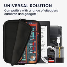kwmobile Universele Cover voor eReader - Neopreen hoesje bibliotheek design meerkleurig - — thumbnail 4