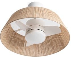 CREATE - Stille plafondventilator 25W Ø60cm met LED-verlichting - Gebroken wit - Ø60cm - Met licht - WIND LAMP NATURAL WOVEN — afbeelding 1