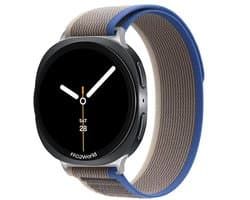 Stravo Trail Loop Nylon Sport bandje - Geschikt voor Samsung Galaxy Watch 8 (40/44mm) / 8 Classic (46mm) - Blauw/grijs - Zachte nylon horlogeband met klittenbandje voor Samsung smartwatch