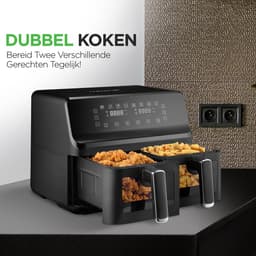 Nutrichef Dubbele Airfryer – 8.4L- 9-in-1 Programma’s, Olievrij Bakken, Transparant Venster – Zwart — thumbnail 3