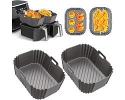 Voor Ninja Foodi Max Dual Zone Air Fryer Accessoires - Set van 2 vierkante siliconen bakplaten - Compatibel met AF300EU, AF400EU en andere Dual Zone-modellen - Grijs — afbeelding 1