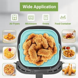 Set van twee vierkante siliconen bakplaten - Compatibel met Alyvisun siliconen airfryer-accessoires - Opvouwbaar en ovenbestendig - Airfryer, magnetron en ovenbestendig - Groente + grijs — thumbnail 7