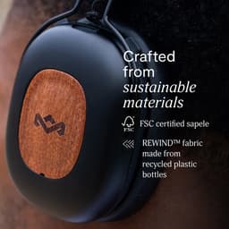 House of Marley Positive Vibration Rebel ANC OverEar Koptelefoon – Bluetooth Hoofdtelefoon - 130 uur Afspeeltijd – Bluetooth 5.4 – Comfortabel Design – Ecofriendly materialen – 40 MM Drivers - Zwart — thumbnail 5