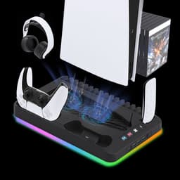 NexZone - PS5 Ventilator - Oplaadstation - RGB verlichting - Game disc opslag - Afstandbediening - Zwart — thumbnail 3