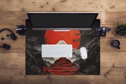 Muismat XXL 80x60 cm - Bureau onderlegger - Bureau mat Krijger - Rode trappen - Zon - Berg - Bureaumat - Gaming mousepad xl - Bureaulegger groot - Computer deskmat — thumbnail 4