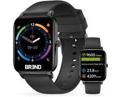 Smartwatch voor Dames en Heren - Stappenteller, Bloeddrukmeter en Hartslagmeter - Sporthorloge - Spatwaterdicht – Zwart - BREND BR-2223