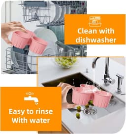 Daity 2-delige siliconen airfryer eivorm, antiaanbak airfryer bakplaat, 3 roosters voor muffins, voor het bakken van kookaccessoires, herbruikbare siliconen bakvormpjes, grijs — thumbnail 5