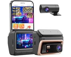 Dashcam 4K + 1080P Dual Camera met Nachtzicht en GPS Voor Auto