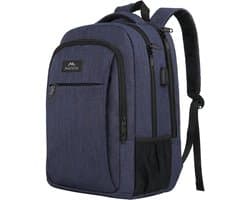Matein Laptop Rugzak 15.6 Inch – Unisex Reisrugzak en Schooltas met USB Poort, Waterafstotend Computer Backpack voor Studie, Werk & Zakenreizen, Bagageriem voor Koffer, Lichtgewicht Travel Rugzak, Blauw