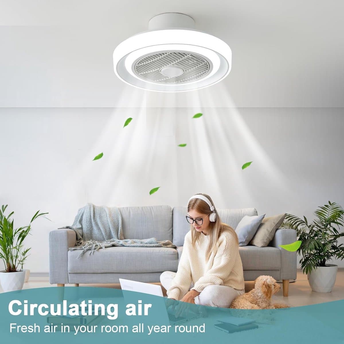 40cm RGB Plafondventilator met Afstandsbediening en App - Dimbaar & Omkeerbaar — afbeelding 1