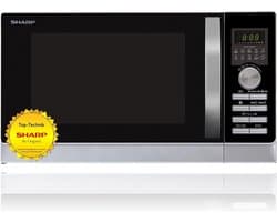 3-in-1 magnetron met hete lucht grill en convectie - 25 liter - 800W - 1000W grill - 2500W convectie - 10 automatische programma's - pizzaprogramma - metalen draaiplateau (30 cm) - zilver