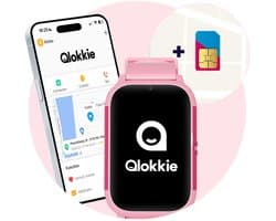 Qlokkie Kiddo Slim 2 Roze – GPS horloge kind – Smartwatch kinderen – GPS tracker kind met nauwkeurige locatiebepaling – GPS horloge met simkaart – Videobellen – SOS functie – Stel veilige zones in – Waterdicht IP68