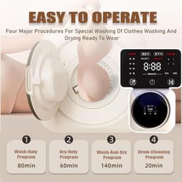 Mini Wasmachine 2-in-1 met LCD Bedieningspaneel en Hoge Temperatuur Drogen — thumbnail 5