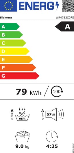 Siemens WR47B2C0FG - iQ700 - Wasdroger - Warmtepompdroger - 9 kg - Energielabel A - smartFinish: vermindert kreukels tot 50% - Zelfreinigende condensor blijvend energiezuinig — thumbnail 2