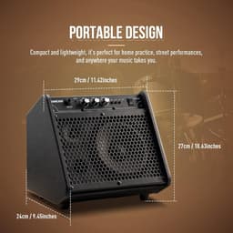 Draagbare Elektrische Drum Versterker 20W met Bluetooth en USB-interface — thumbnail 3