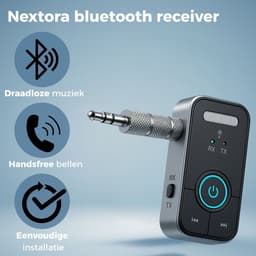 Nextora 2 in 1 Bluetooth Receiver en Transmitter - Bluetooth Ontvanger - Bluetooth Receiver Auto - Bluetooth Audio Receiver - Aux Bluetooth Auto - Bluetooth auto - Bluetooth 5.3 - AUX Bluetooth - Handsfree Bellen - Zwart/grijs — thumbnail 2