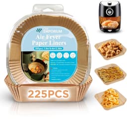 ONE Emporium airfryer papieren liners – 225 stuks – Ø 20 cm – vetvrij & hittebestendig (tot 230 °C) – geschikt voor Ninja/Cosori/Tower — thumbnail 2