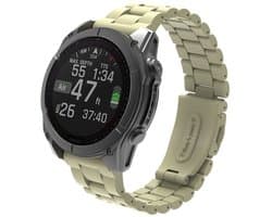 Stravo TPU 3-Bead 'Classic' Bandje Geschikt voor Garmin Fenix 5x (Plus) Fenix 6x (Pro) Fenix 7x (Pro-Sapphire-Solar) Garmin Fenix 8 - 51mm Enduro 1-2-3 - Quickfit 26mm band voor Garmin smartwatches - Ultralicht Horlogebandje – Starlight