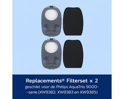 Replacements® set met 2 x 2 filters geschikt voor de Philips Aquatrio 9000 series (XW9382, XW9383 en XW9385)