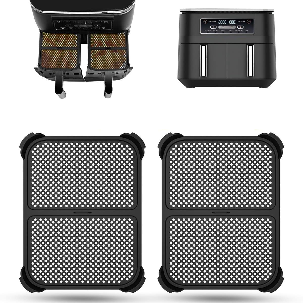 2 Stuks RVS & Siliconen, Hittebestendig, Vaatwasserbestendig, Optimale Luchtcirculatie-21*16*1.5CM — afbeelding 1