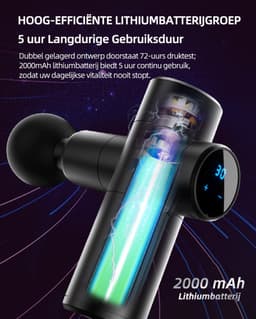 Gloovon® - Massage Gun - Premium Massage Apparaat - Massage gun professioneel - Inclusief Koffer en 6 Opzetstukken - Massage Pistool Mini - Zwart — thumbnail 4