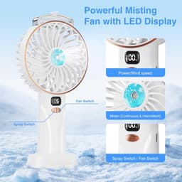 Oplaadbare Handventilator met Misting - 4000mAh Mini Ventilator voor Thuis en Buiten — thumbnail 1