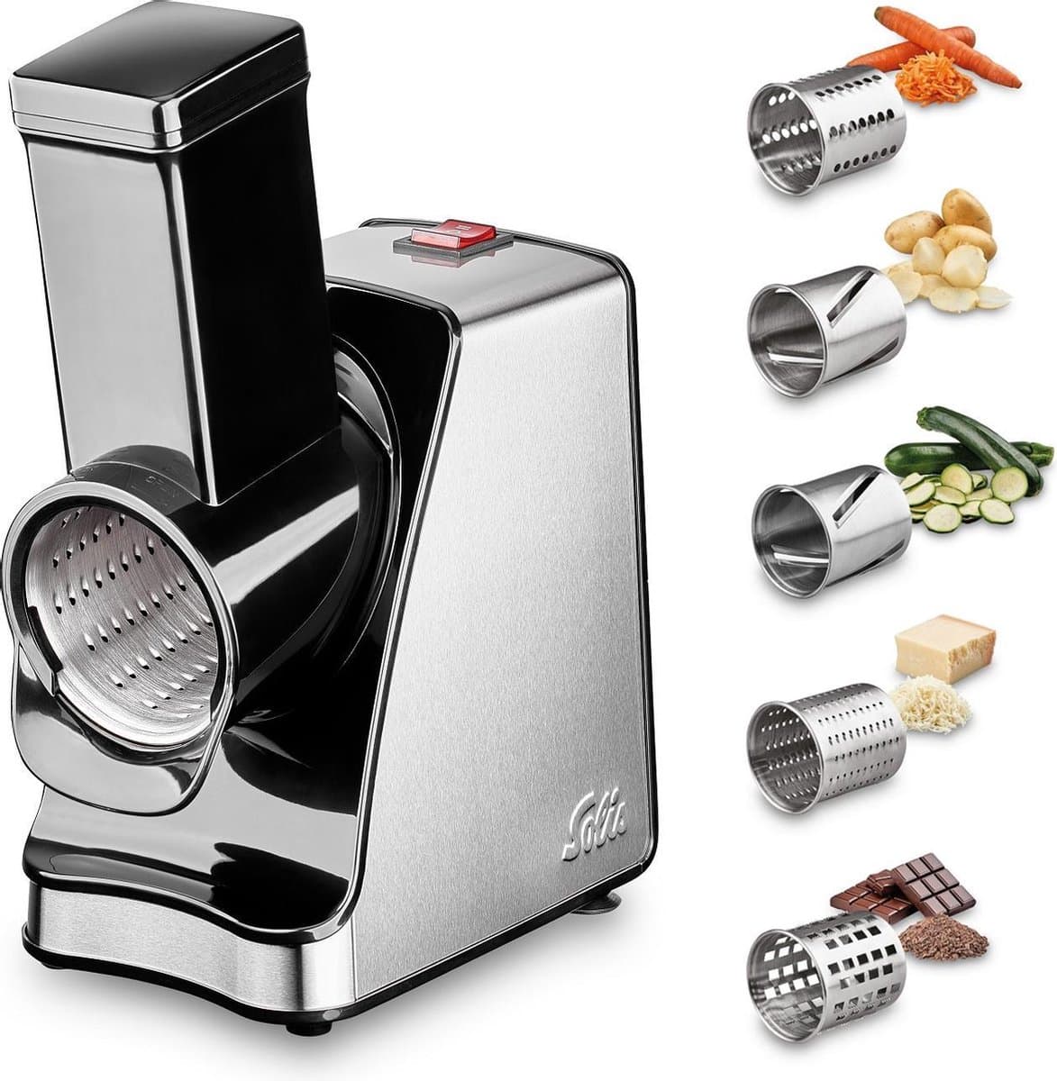 Solis Slice & More 8401 Multifunctionele Groentesnijder en Rasp - RVS Foodprocessor - Hakmolen Elektrisch - Chopper - Zilver — afbeelding 1