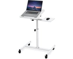 Tatkraft Bianca - Kantelbare Laptoptafel Op Wielen Met Muismat - Notebook /  Geschikt Voor Apple Macbook Pro/Air 7-17 Inch Laptopstandaard Steun - Mobiele Bed/Schoot/Bank Laptop Standaard Notebook Houder - Laptophouder Laptopstand Tafel  - Wit