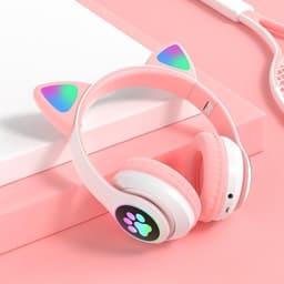 Cat Headphone - Roze - Bluetooth - Draadloze Over Ear Stereo Koptelefoon - Noise Reduction - Katten Oortjes - LED Verlichting — thumbnail 2