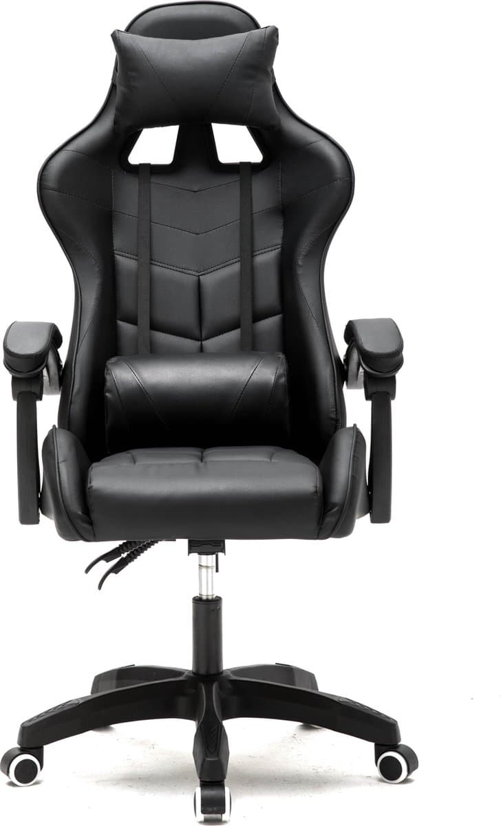 VDD Gaming - Game stoel - Gaming - Bureaustoel - Gamestoel Zwart - Met Nekkussen & Verstelbaar Rugkussen - Silicone Game Stoel - Draaistoel - Ergonomische Game Stoel - Gamestoelen - Hoogte Verstelbaar - Zwart — afbeelding 1