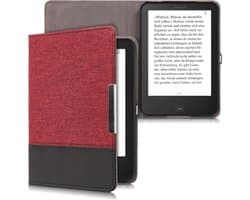 kwmobile hoes geschikt voor Tolino Shine 2 HD - Canvas beschermhoes in donkerrood / zwart - Voor e-reader -