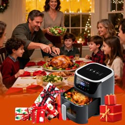 Jently air fryer - elektrische friteuse - anti-aanbakmand - familiegrootte - touch screen - 8 in 1 - 7 liter — thumbnail 2
