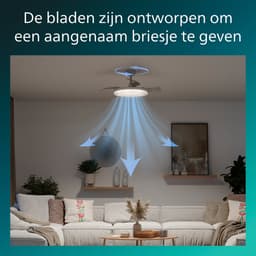 Philips Tynl Plafondventilator met LED-lamp - 3 Intrekbare bladen - Diameter: 106cm - Drie tinten wit licht (2700K / 4000K / 5500K) - Dimbaar tot 10% - Afstandsbediening - Wit - 4500 Lumen — thumbnail 3