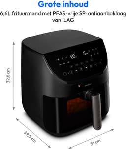 MEDION X20 XL Heteluchtfriteuse (6,6 L, 5 vleesprogramma’s met kerntemperatuursonde, stille DC-motor 1.700 W, 10 programma’s, PFAS-vrij, ILAG coating) — thumbnail 8