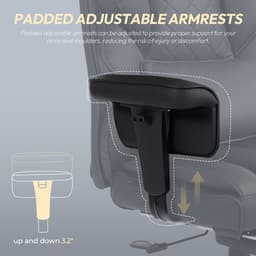 Dowinx Ergonomische Bureaustoel / Gamingstoel – Pocketveren Zitkussen – Dubbel gevoerde Rugleuning & Verstelbaar Lendenkussen – Met Armleuningen en Voetensteun – PU-leer – Zwart — thumbnail 4