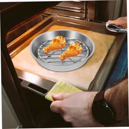 Bakplaat voor airfryer - Airfryer bakvorm - Airfryer accessoires - Bakplaat met rooster - Gemaakt van 304 roestvrij staal - 12 cm — thumbnail 4