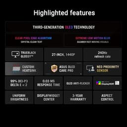 ASUS ROG Strix OLED XG27AQDMGR - QHD OLED Gaming Monitor - 240 Hz - 0.03ms - G-Sync Compatible - 27 Inch — thumbnail 14