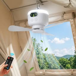 Rosnek Draagbare Campingventilator met LED Lamp - 8000mAh Oplaadbare Tent Ventilator - Compacte Plafondventilator met Afstandsbediening - Outdoor - RV — thumbnail 1