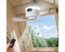 Rosnek Draagbare Campingventilator met LED Lamp - 8000mAh Oplaadbare Tent Ventilator - Compacte Plafondventilator met Afstandsbediening - Outdoor - RV — afbeelding 1