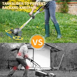 De Warenloods - Draadloze grasmaaier 2 batterijen - Grasmaaier accu - Draadloze grasmaaier met oplaadbare batterijen - Elektrische grastrimmer - Gras maaier met verstelbare hoogte en hoek — thumbnail 5