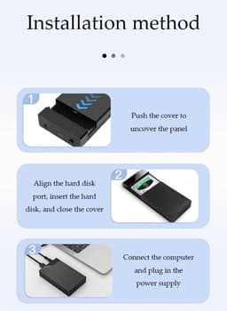 Kraftverdia - Externe Hdd Zaak - Externe harde schijf behuizing – 2.5" en 3.5" USB 3.0 naar SATA – Toolvrije externe behuizing – Compacte en lichte harde schijf adapter - Zwart — thumbnail 3