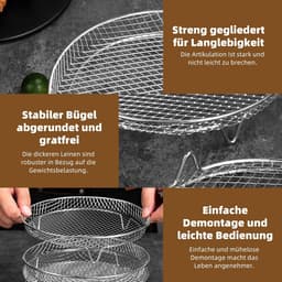 Heteluchtfriteuse Accessoires - Airfryer Rooster - Dubbel Koken - Verhoogd Ontwerp - 19.5cm x 13.5cm - Zilver — thumbnail 7