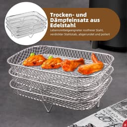 Heteluchtfriteuse Accessoires - Airfryer Rooster - Dubbel Koken - Verhoogd Ontwerp - 19.5cm x 13.5cm - Zilver — thumbnail 5