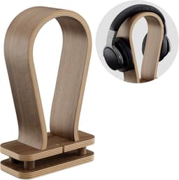 Universele houten hoofdtelefoonstandaard met kabelhouder - Stijlvolle en functionele accessoires voor je bureau — thumbnail 1