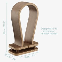 Universele houten hoofdtelefoonstandaard met kabelhouder - Stijlvolle en functionele accessoires voor je bureau — thumbnail 2